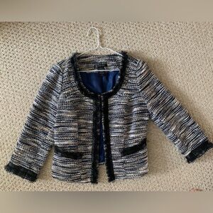 Navy Blue and Black Tweed Blazer